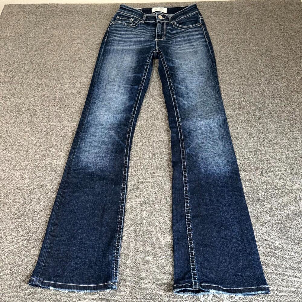 BKE Stella Bootcut Jeans Womens 25 Blue Denim Mid Rise Stretch Slim Fit *HEMMED*